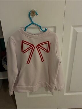 Jacadi Light Pink Sweatshirt with Red Bow Motif
